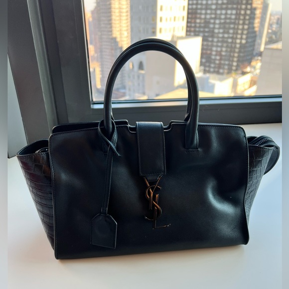 Saint Laurent YSL Women Downtown Small Cabas Smooth Crocodile Embossed - Picture 2 of 7